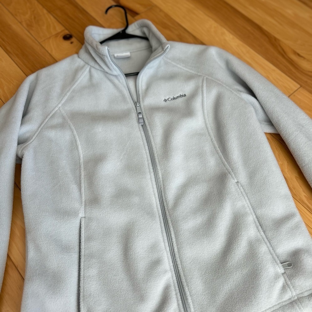 Columbia Light Grey Benton Springs Full Zip Fleece Jacket Size XL Granola Girl - Picture 4 of 9